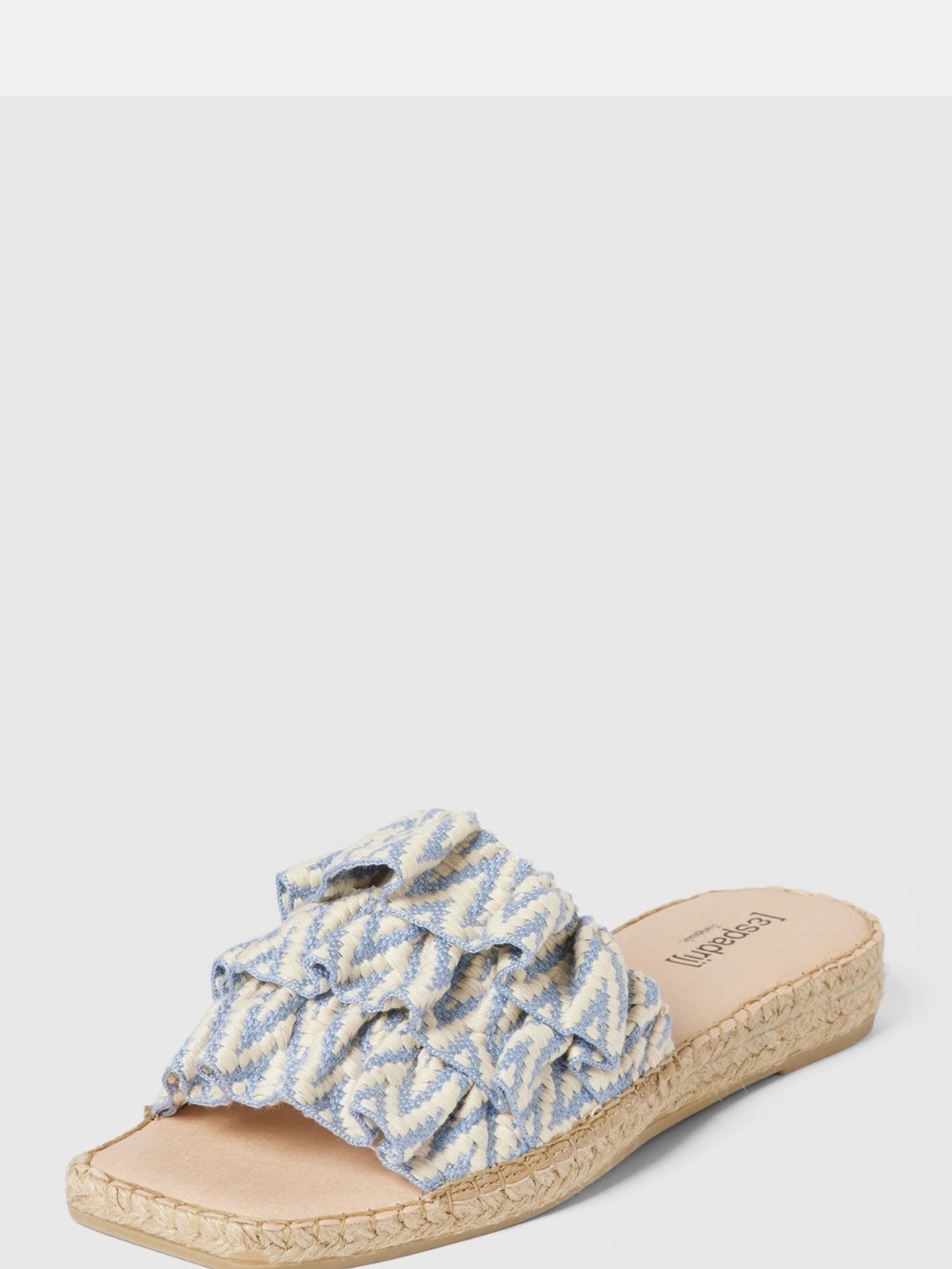 Blue & White Textured Slide Mules